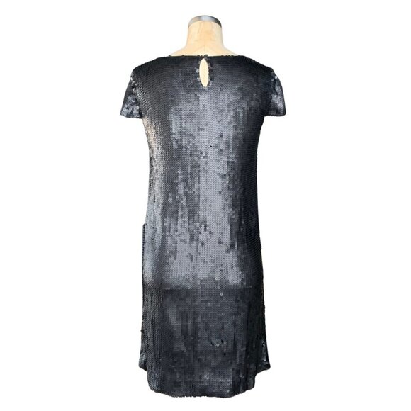 Theory Maryanka Black Silk Sequin Cap Sleeve Shift Dress Womens Size 0 - Picture 3 of 6